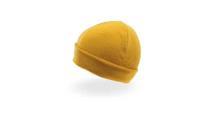 Gorro elástico de punto con dobladillo para personalizar color amarillo quinta vista