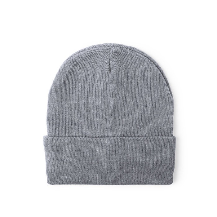 Gorro elástico de punto con dobladillo para personalizar color gris claro primera vista