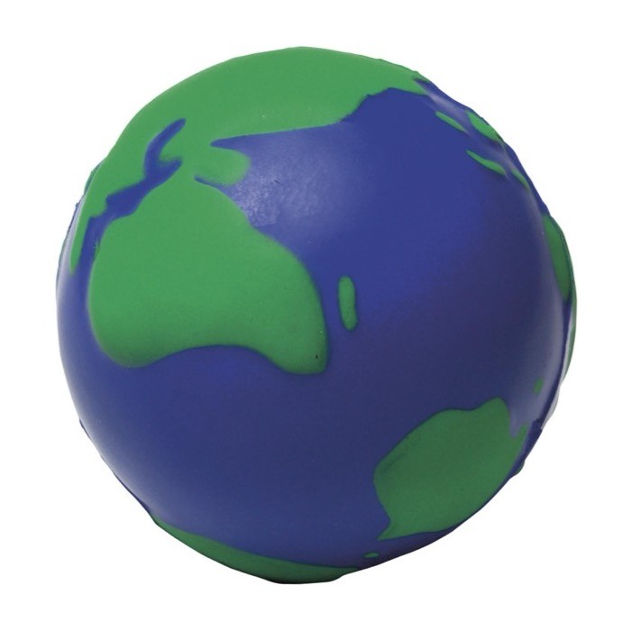 Pelota antiestrés de PU en forma del globo terráqueo para personalizar color azul primera vista