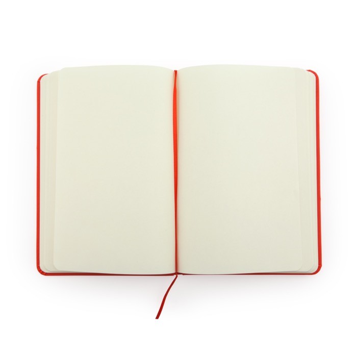 Bloc de notas con tapa rígida de polipel y marcapáginas A5 hojas lisas color rojo vista detalle 2