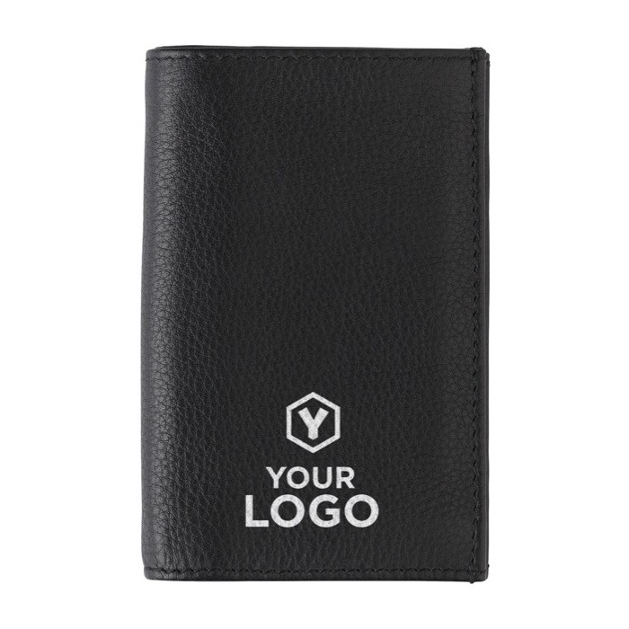 Billetero y tarjetero de piel de cabra con tecnología RFID color negro primera vista Billetero y tarjetero de piel de cabra con tecnología RFID color negro primera vista