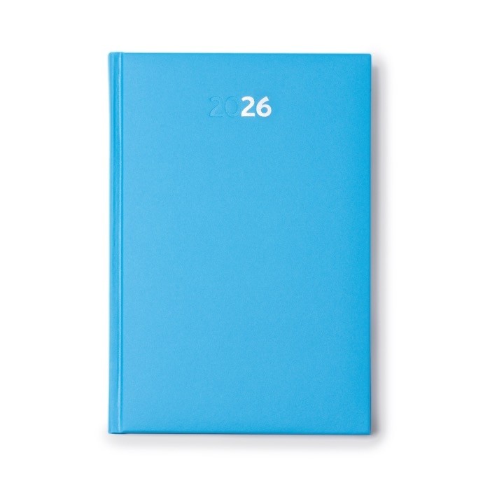 Agenda con tapa acolchada con relieve y marcapáginas A5 color azul claro segunda vista Agenda con tapa acolchada con relieve y marcapáginas A5 color azul claro segunda vista