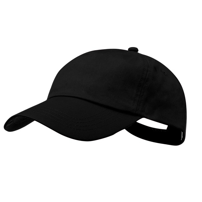 Gorra de algodón de 5 paneles con cierre de velcro en varios colores color negro primera vista