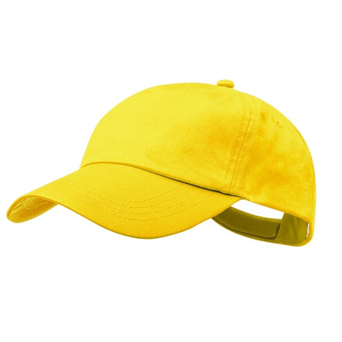 Gorra de algodón de 5 paneles con cierre de velcro en varios colores color amarillo primera vista