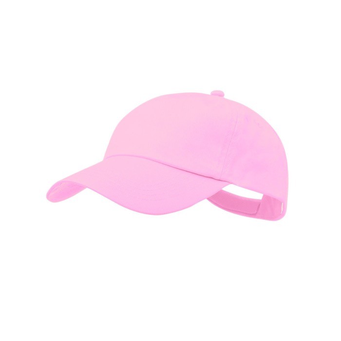 Gorra de algodón de 5 paneles con cierre de velcro en varios colores color rosa primera vista