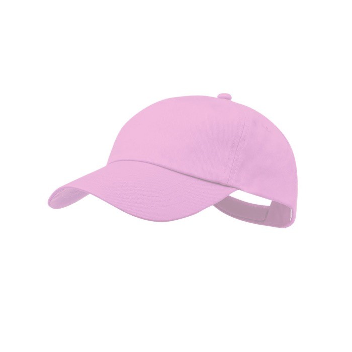 Gorra de algodón de 5 paneles con cierre de velcro en varios colores color rosa pastel primera vista