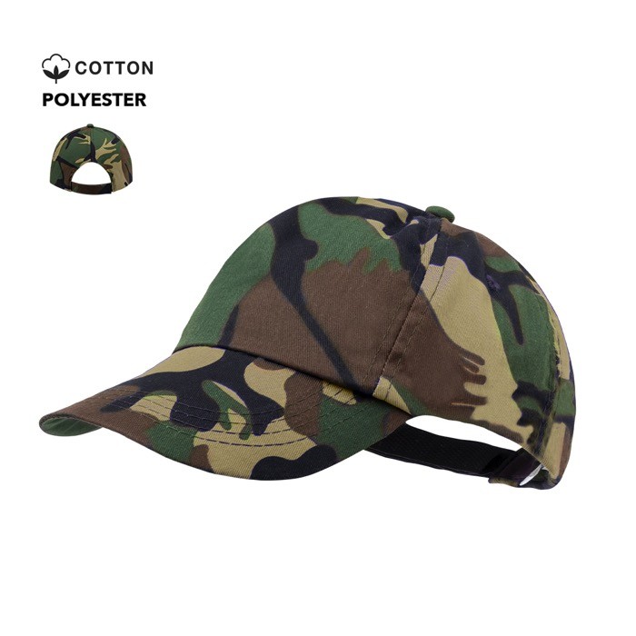 Gorra de 5 paneles de algodón y poliéster con diseño de camuflaje color camouflage