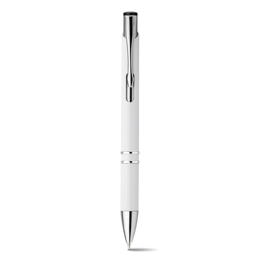 Bolígrafos metálicos personalizados color blanco Bolígrafos metálicos personalizados color blanco