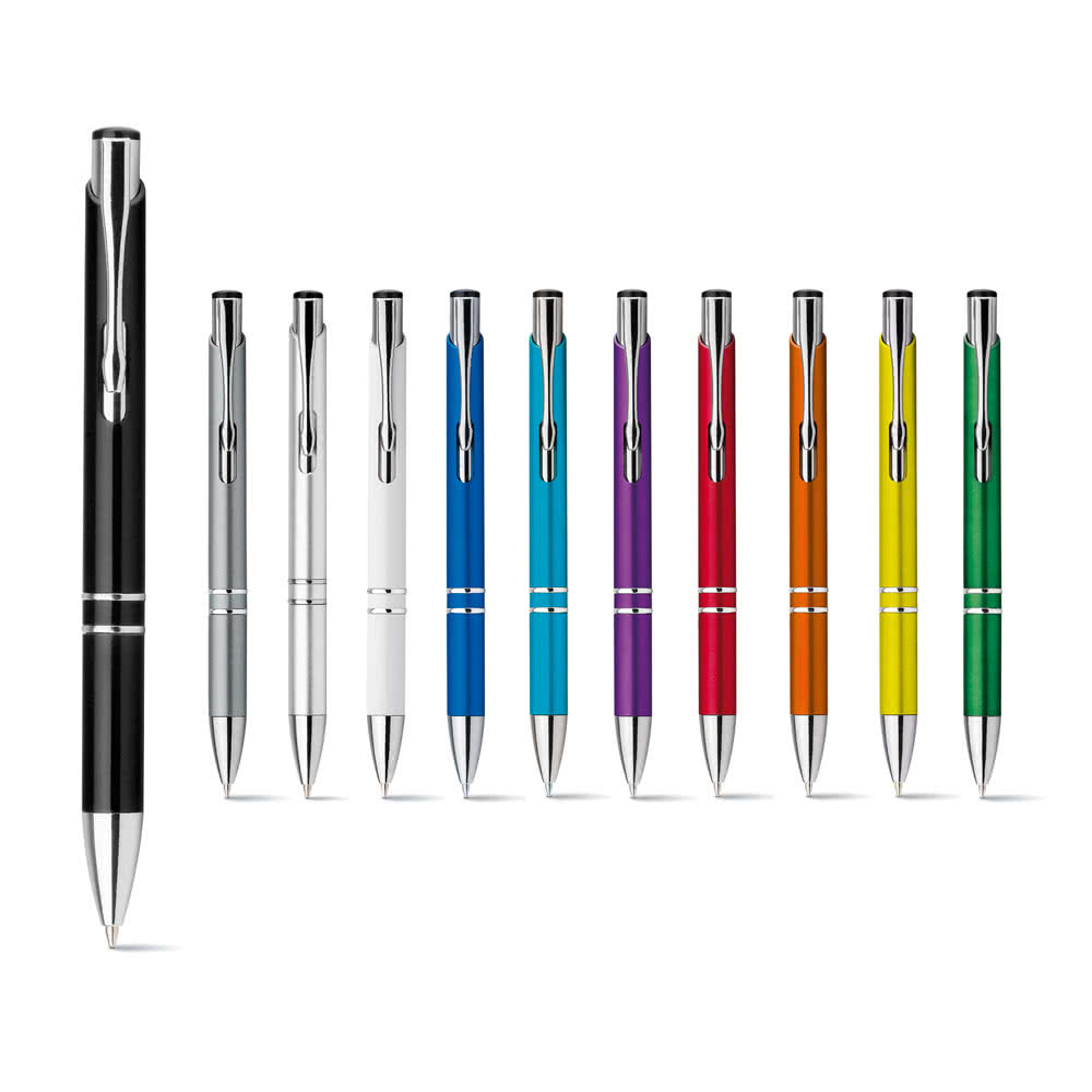 Bolígrafos metálicos personalizados color azul claro vista colores Bolígrafos metálicos personalizados color azul claro vista colores