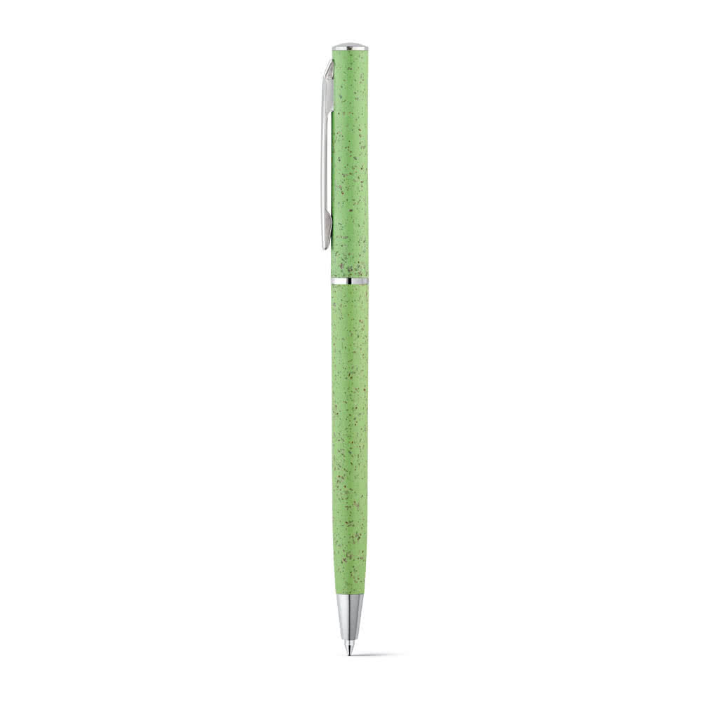 Bolígrafos de paja de trigo con clip color verde claro Bolígrafos de paja de trigo con clip color verde claro