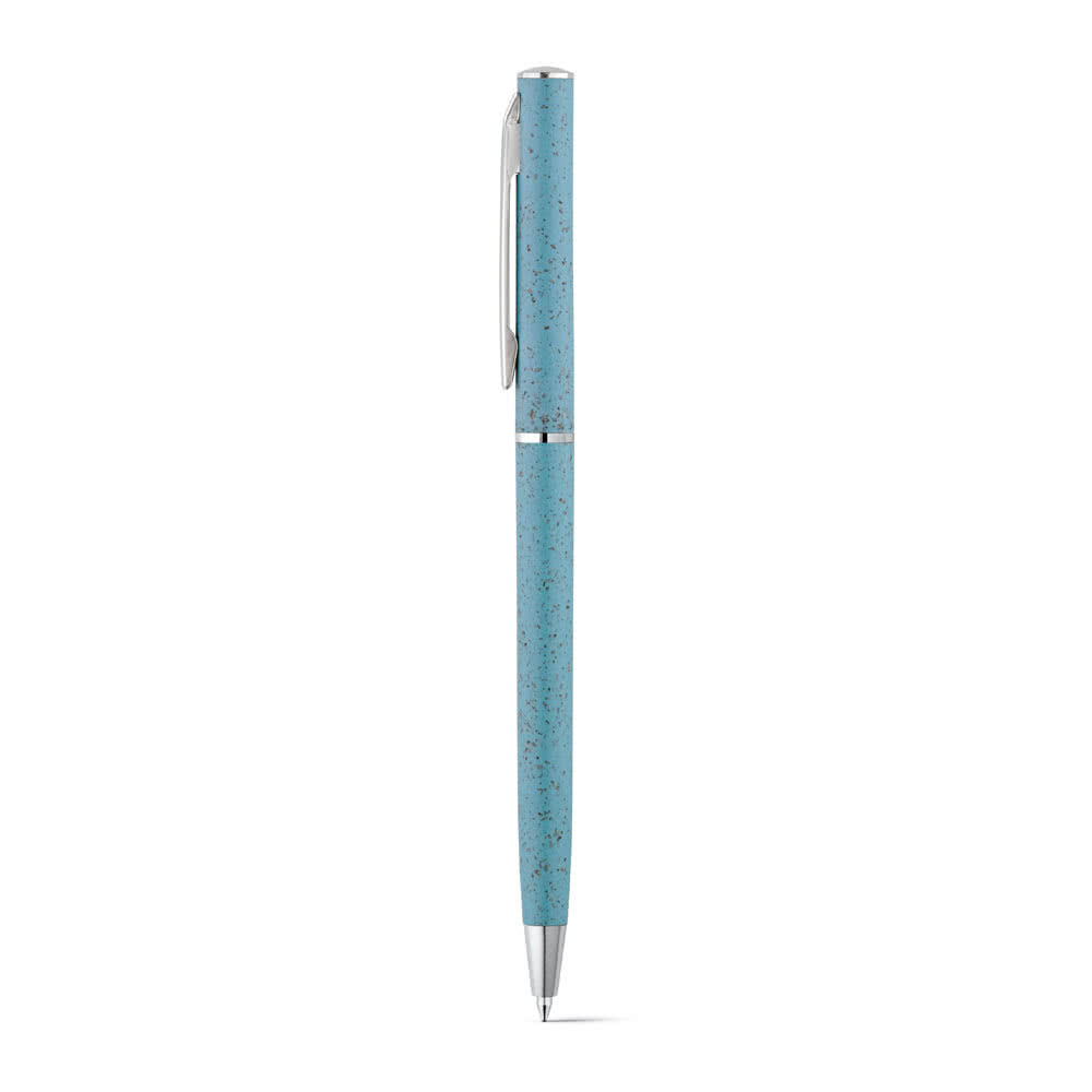 Bolígrafos de paja de trigo con clip color azul claro Bolígrafos de paja de trigo con clip color azul claro