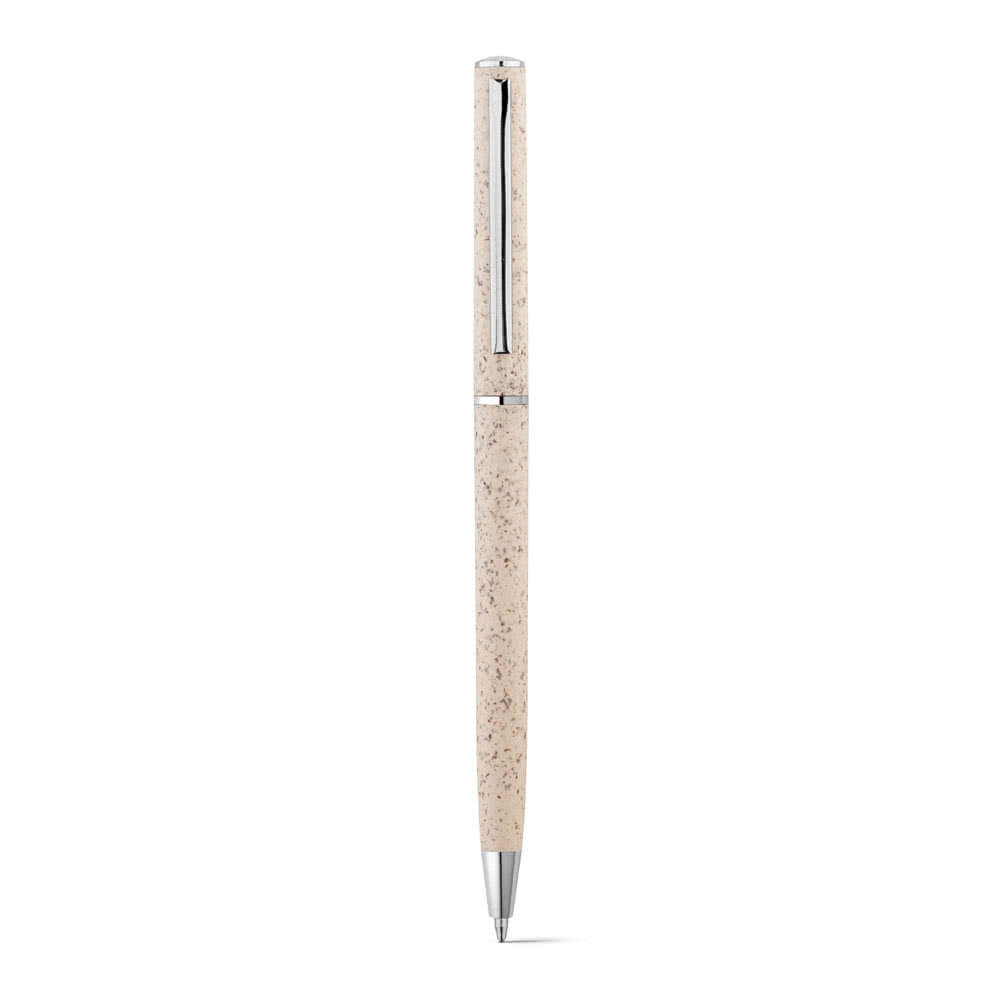 Bolígrafos de paja de trigo con clip color madera clara Bolígrafos de paja de trigo con clip color madera clara