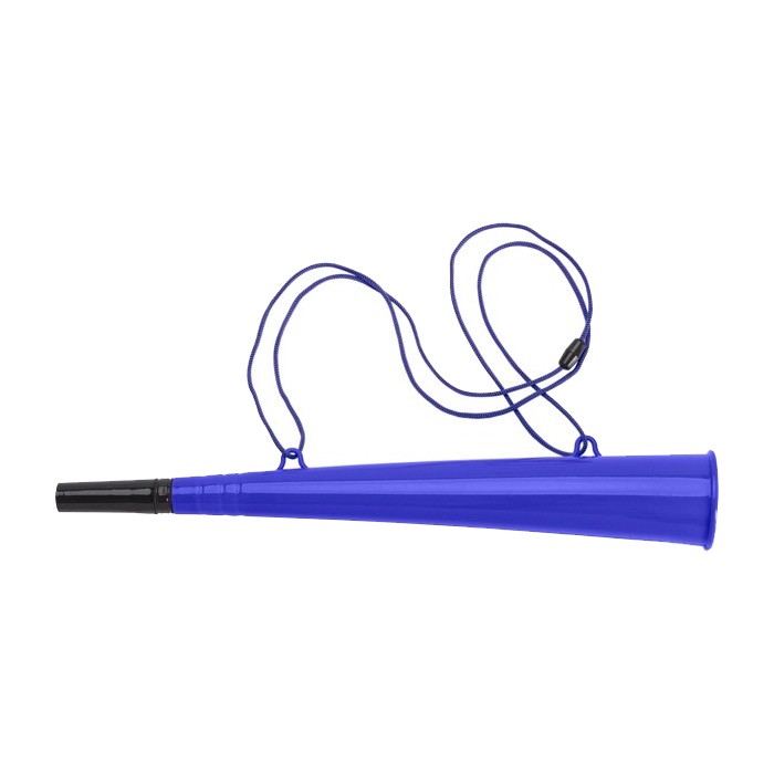 Corneta de plástico con cordón a juego ideal para eventos color azul ultramarino primera vista Corneta de plástico con cordón a juego ideal para eventos color azul ultramarino primera vista