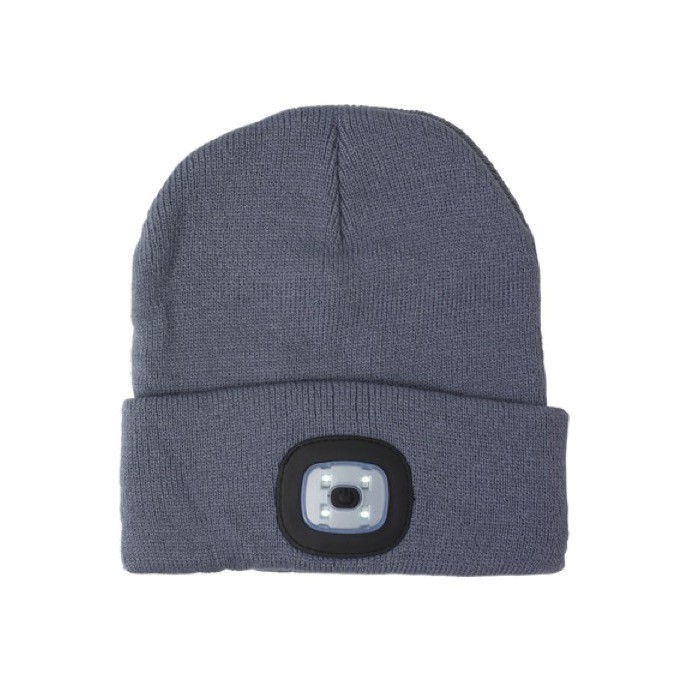 Gorro con luz blanca COB color gris oscuro segunda vista Gorro con luz blanca COB color gris oscuro segunda vista