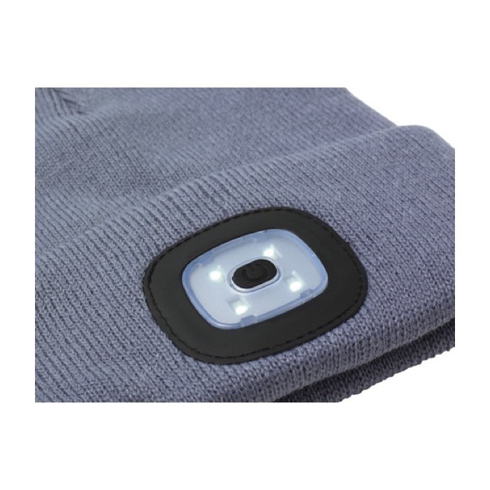 Gorro con luz blanca COB color gris oscuro quinta vista Gorro con luz blanca COB color gris oscuro quinta vista