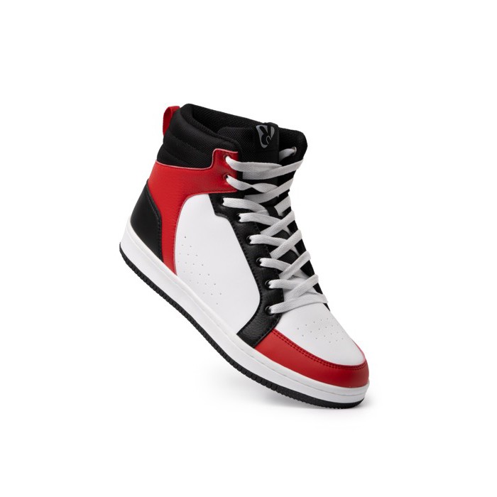 Zapatilla casual con lengüeta y cierre de cordones planos Roly Direct color rojo primera vista de uso