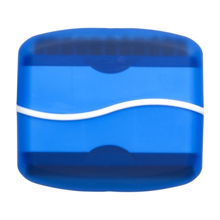 Práctico limpia pantallas con gamuza y cepillo en estuche de plástico color azul claro segunda vista Práctico limpia pantallas con gamuza y cepillo en estuche de plástico color azul claro segunda vista