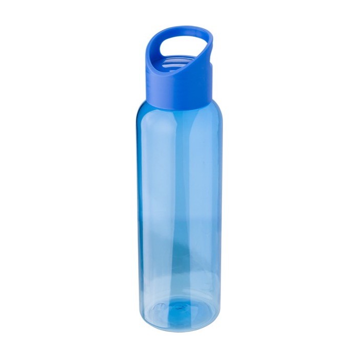 Botella de RPET para agua fría con tapa de silicona y asa 500ml color azul cuarta vista Botella de RPET para agua fría con tapa de silicona y asa 500ml color azul cuarta vista