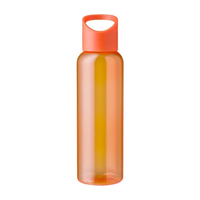 Botella de RPET para agua fría con tapa de silicona y asa 500ml color naranja primera vista Botella de RPET para agua fría con tapa de silicona y asa 500ml color naranja primera vista