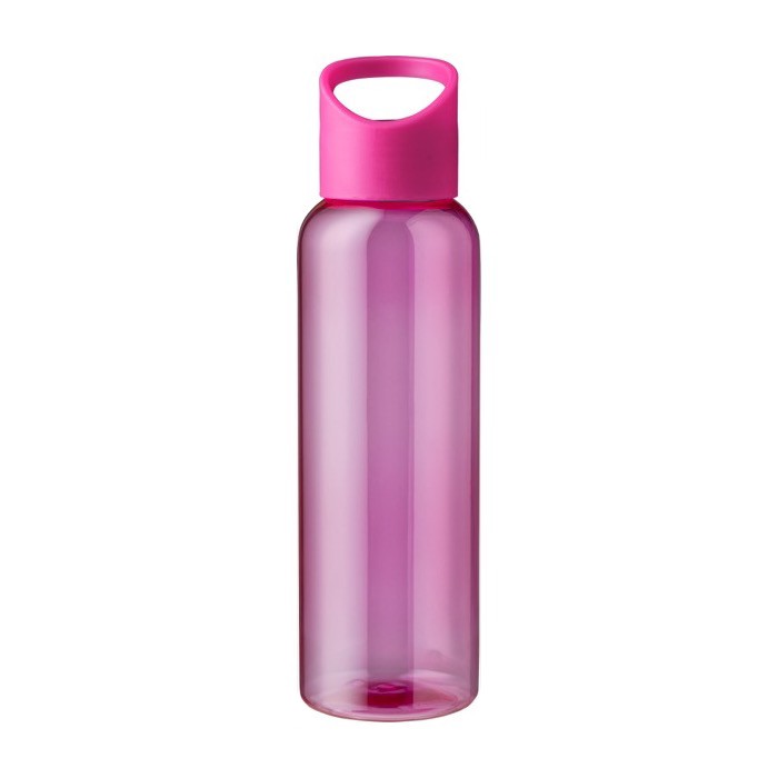 Botella de RPET para agua fría con tapa de silicona y asa 500ml color rosa primera vista Botella de RPET para agua fría con tapa de silicona y asa 500ml color rosa primera vista