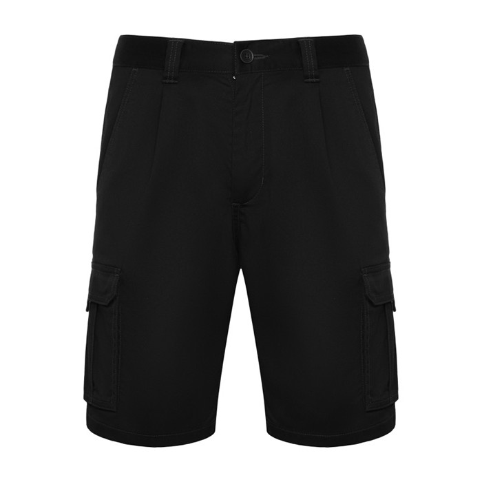 Bermuda corta de poliéster y algodón con bolsillos 250 g/m2 Roly Vitara color negro segunda vista Bermuda corta de poliéster y algodón con bolsillos 250 g/m2 Roly Vitara color negro segunda vista