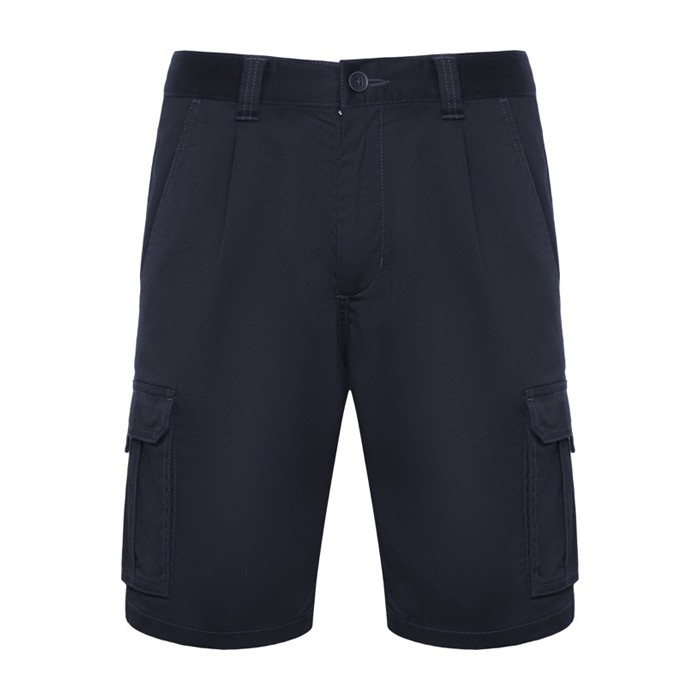 Bermuda corta de poliéster y algodón con bolsillos 250 g/m2 Roly Vitara color azul marino segunda vista Bermuda corta de poliéster y algodón con bolsillos 250 g/m2 Roly Vitara color azul marino segunda vista