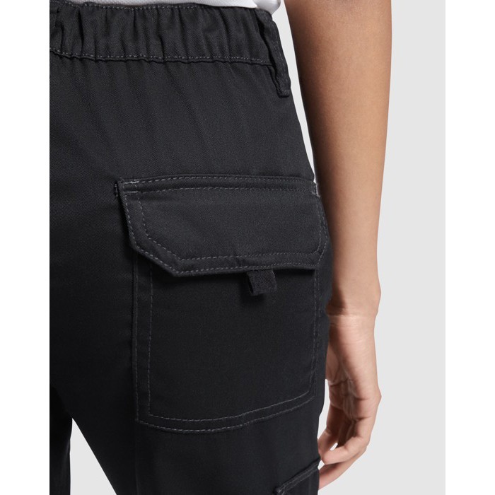 Pantalón laboral largo para mujer con elastano 250 g/m2 Roly Daily Stretch color negro vista detalle 3