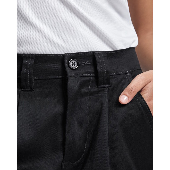 Pantalón laboral largo para mujer con elastano 250 g/m2 Roly Daily Stretch color negro vista detalle 4
