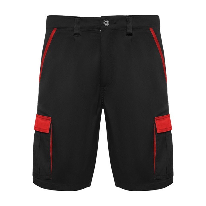 Bermuda corta laboral de poliéster y algodón 250 g/m2 Roly Tahoe color rojo segunda vista