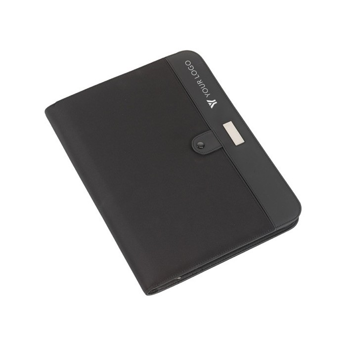 Portafolio profesional de microfibra con hojas de nota y calculadora cuarta vista Portafolio profesional de microfibra con hojas de nota y calculadora cuarta vista