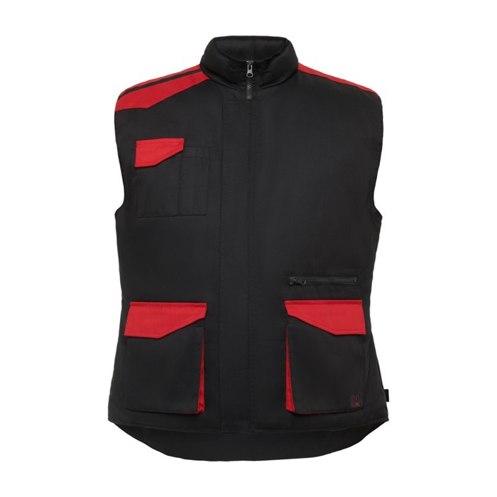 Chaleco laboral multibolsillos de poliéster y algodón 200 g/m2 Roly Armada color rojo segunda vista