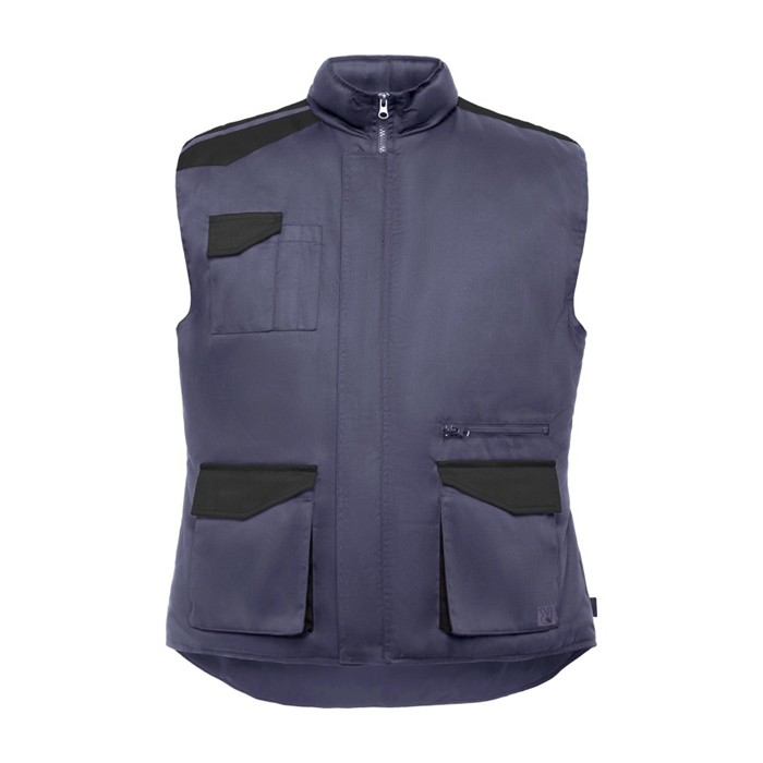 Chaleco laboral multibolsillos de poliéster y algodón 200 g/m2 Roly Armada color negro segunda vista