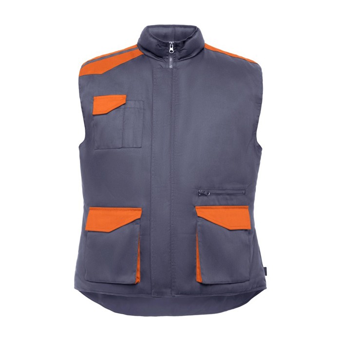 Chaleco laboral multibolsillos de poliéster y algodón 200 g/m2 Roly Armada color naranja segunda vista