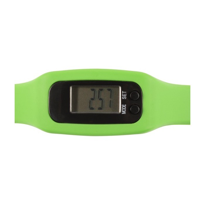 Podómetro de silicona con contador de pasos, calorías y distancia color verde claro segunda vista Podómetro de silicona con contador de pasos, calorías y distancia color verde claro segunda vista