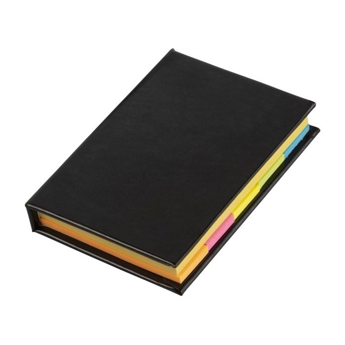 Notas adhesivas de tapa dura con papeles de varios tamaños y colores color negro primera vista Notas adhesivas de tapa dura con papeles de varios tamaños y colores color negro primera vista