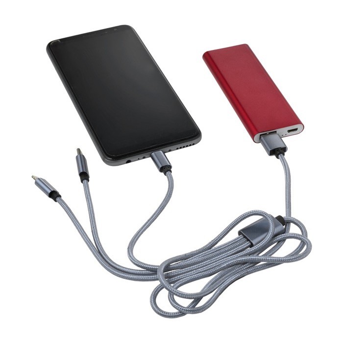 Set de cables de carga con múltiples conectores y longitud de 95cm color plateado tercera vista Set de cables de carga con múltiples conectores y longitud de 95cm color plateado tercera vista