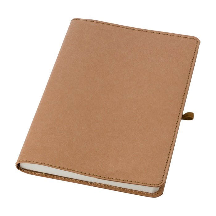 Cuaderno de papel kraft lavado A5 hojas a rayas color marrón tercera vista Cuaderno de papel kraft lavado A5 hojas a rayas color marrón tercera vista