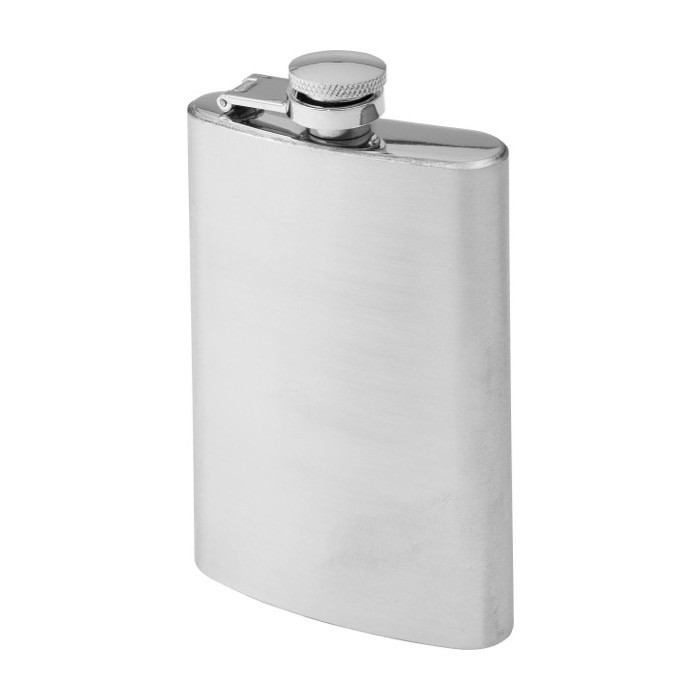 Petaca personalizable de acero inoxidable con tapón de rosca de 100ml tercera vista Petaca personalizable de acero inoxidable con tapón de rosca de 100ml tercera vista