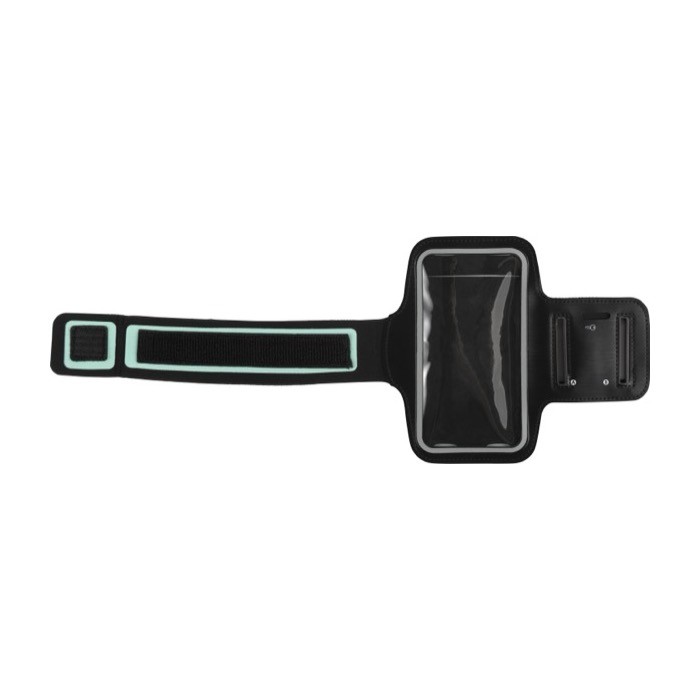 Brazalete deportivo porta móvil reflectante con cierre de velcro color negro tercera vista Brazalete deportivo porta móvil reflectante con cierre de velcro color negro tercera vista