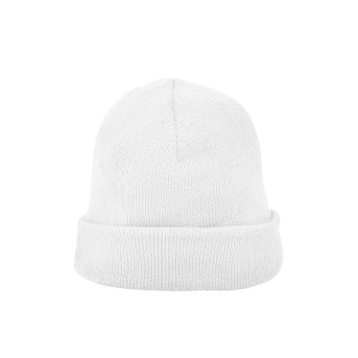 Gorro de punto acrílico con doble vuelta inferior 320 g/m2 color blanco segunda vista