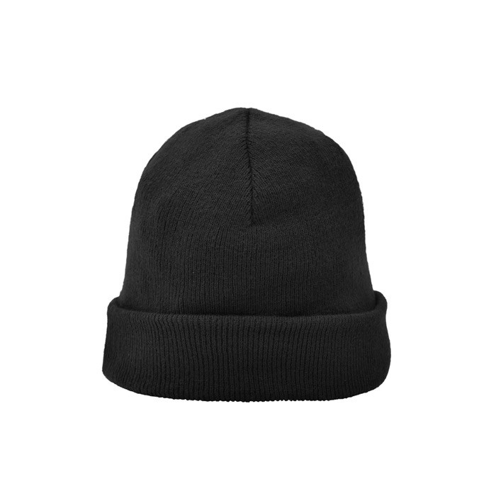 Gorro de punto acrílico con doble vuelta inferior 320 g/m2 color negro segunda vista