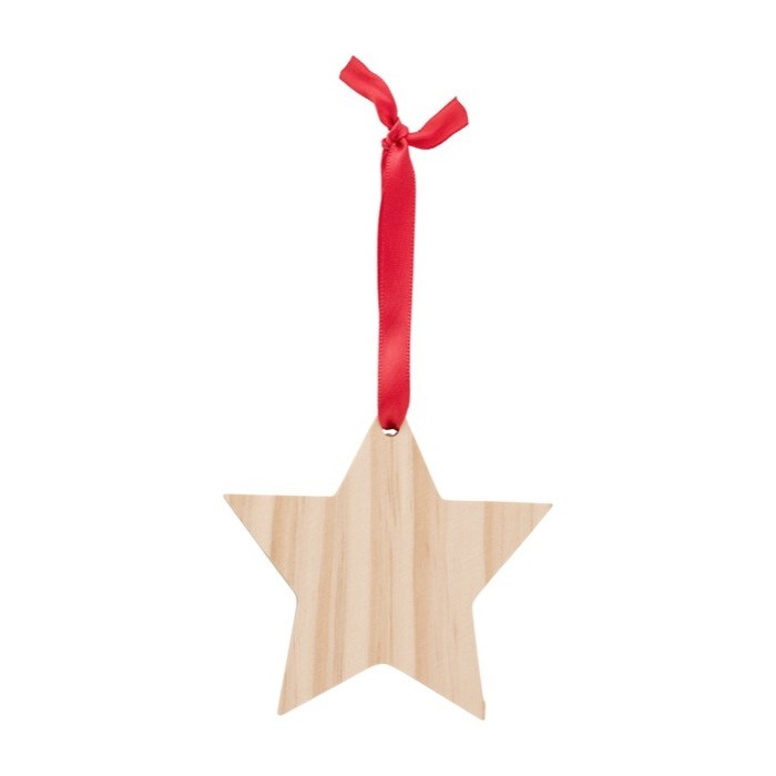 Adorno con forma de estrella en madera color marrón primera vista Adorno con forma de estrella en madera color marrón primera vista