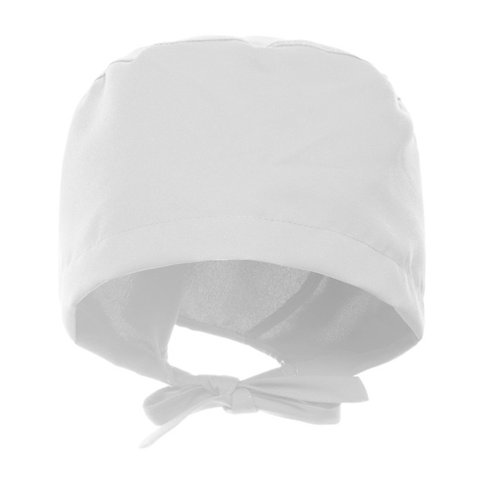Gorro sanitario de poliéster con cintas ajustables 150 g/m2 color blanco segunda vista Gorro sanitario de poliéster con cintas ajustables 150 g/m2 color blanco segunda vista