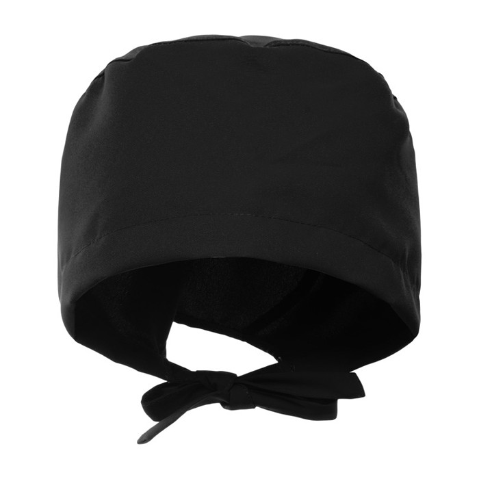 Gorro sanitario de poliéster con cintas ajustables 150 g/m2 color negro segunda vista Gorro sanitario de poliéster con cintas ajustables 150 g/m2 color negro segunda vista