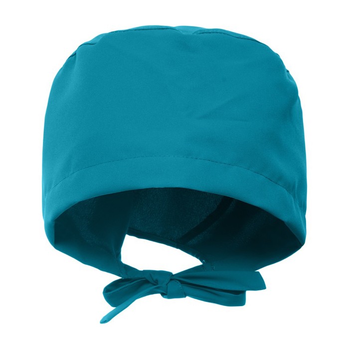 Gorro sanitario de poliéster con cintas ajustables 150 g/m2 color azul riviera segunda vista Gorro sanitario de poliéster con cintas ajustables 150 g/m2 color azul riviera segunda vista