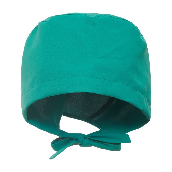 Gorro sanitario de poliéster con cintas ajustables 150 g/m2 color verde esmeralda segunda vista Gorro sanitario de poliéster con cintas ajustables 150 g/m2 color verde esmeralda segunda vista