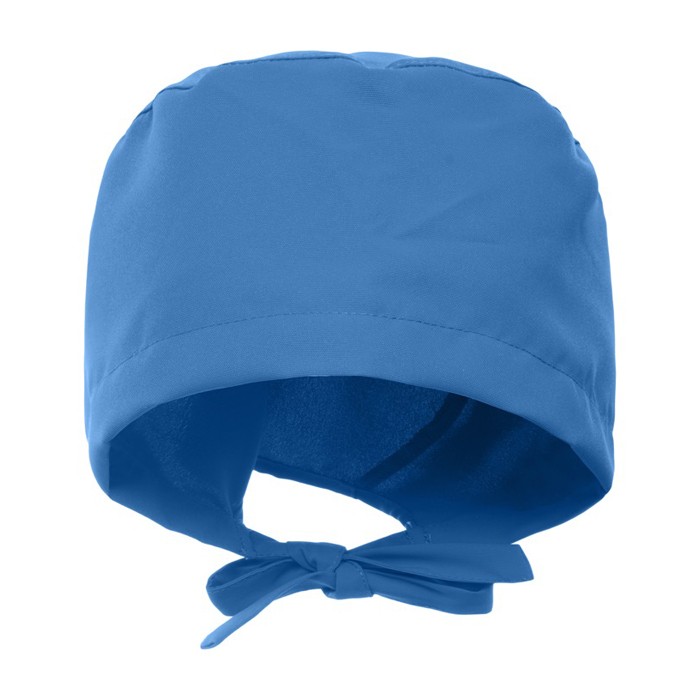 Gorro sanitario de poliéster con cintas ajustables 150 g/m2 color azul bondi segunda vista Gorro sanitario de poliéster con cintas ajustables 150 g/m2 color azul bondi segunda vista