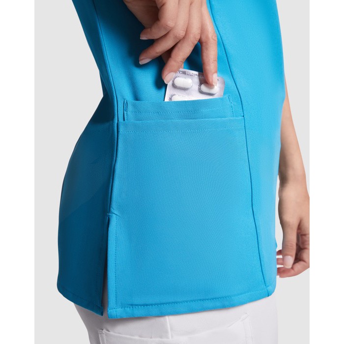 Casaca de poliéster y elastano de mujer en manga corta 170 g/m2 Roly Ferox color blanco vista detalle 1