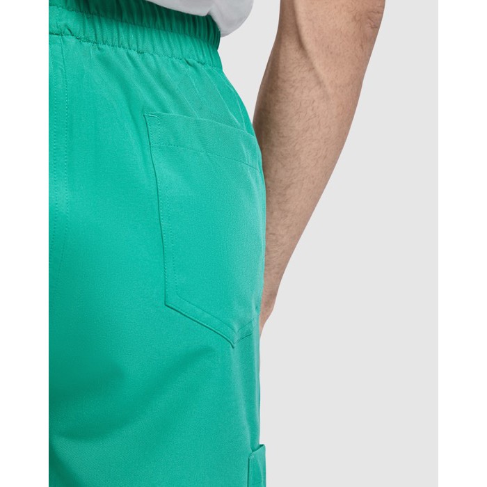 Pantalón sanitario unisex con corte de pierna recto 170 g/m2 Roly Fiber color blanco vista detalle 3