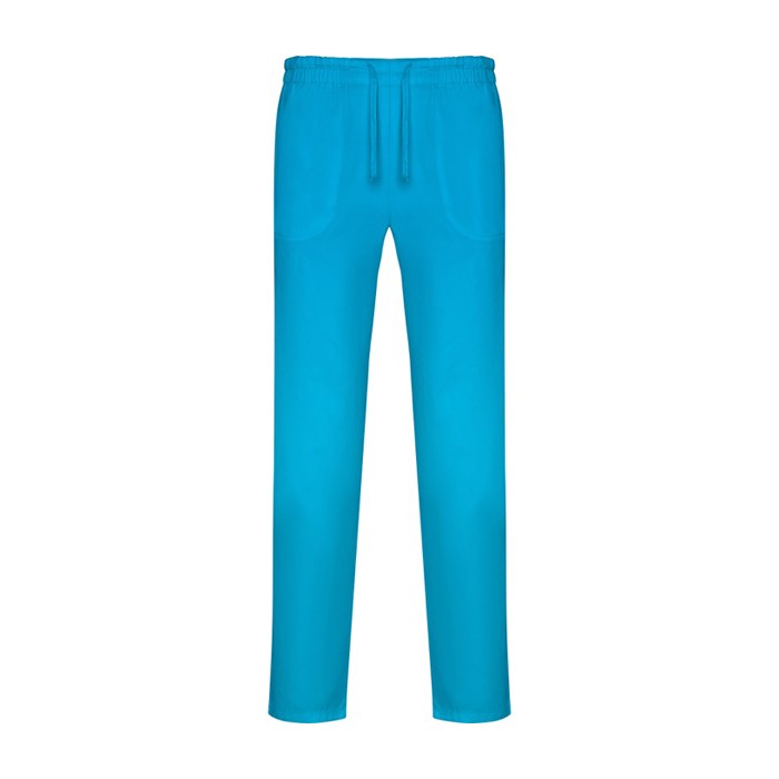 Pantalón sanitario largo unisex con corte recto 195 g/m2 Roly Care color azul cian segunda vista